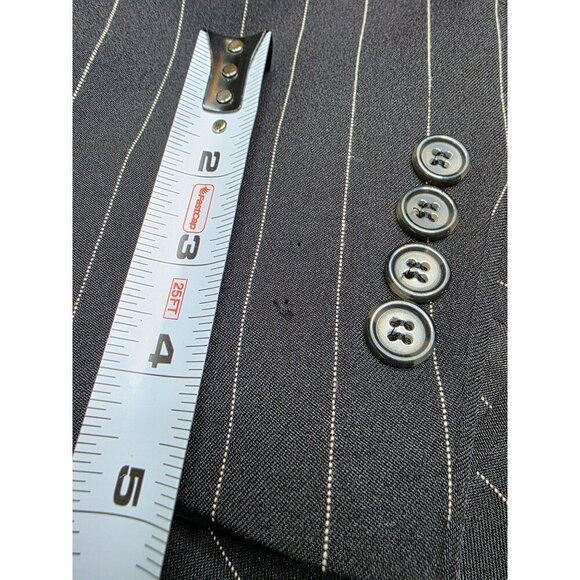 Mens Black Pinstripe Blazer 38S Wool Feel By Burnei Hand Tailored - Picture 4 of 16